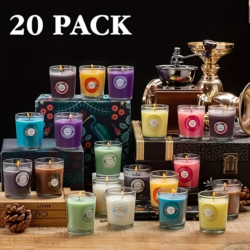 20-Pack Scented Soy Wax Candles with Decorative Labels