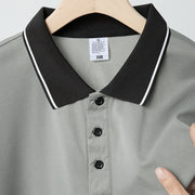 Men's Solid Color Polo Shirt with Breathable Fabric