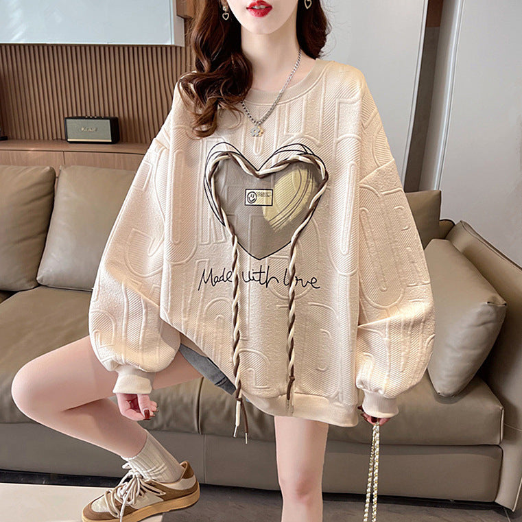 Korean Style Chic Hooded Jacquard Sweater for Women