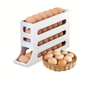27‑Egg Refrigerator Organizer with Automatic Rolling Dispenser, 4‑Tier Space‑Saving Egg Holder
