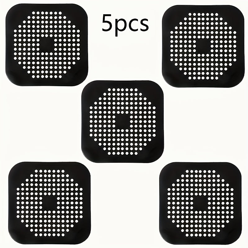 Silicone Sink and Shower Drain Cover with Multi‑Layer Filter – Anti‑Clog, White/Black, Fits Rectangular and Round Sinks & Bathtubs (1, 2, 3 or 5 Pieces)