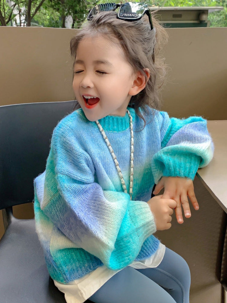 Matching Striped Parent-Child Knit Sweater Coat