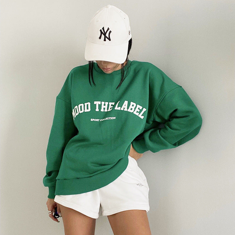 Women's Letter Print Loose Casual Pullover Sweater