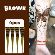 Temporary Semi‑Permanent Tattoo Paste – Brown & Black with Random Template Patterns (Waterproof, Safe & Non‑Irritating)