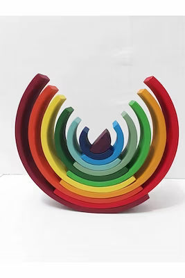 Waldorf Rainbow Wooden Stacking Blocks Set for Toddlers