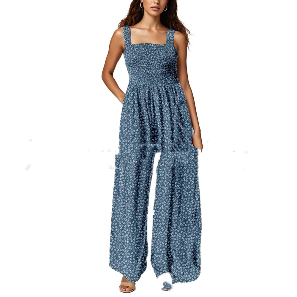 Women's Strappy Loose Printed Jumpsuit