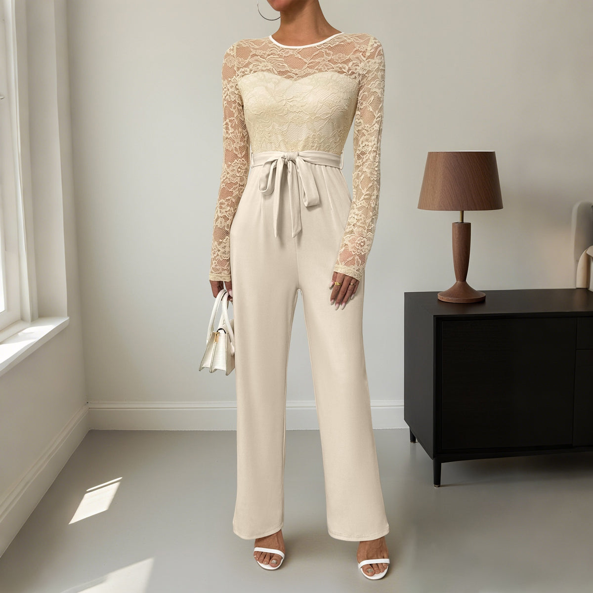 Women's Fashion Personality Zipper Lace-up Jumpsuit