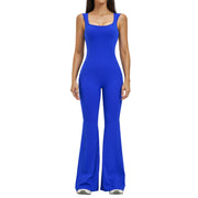 Flattering One-Piece Yoga Jumpsuit with Flared Pants