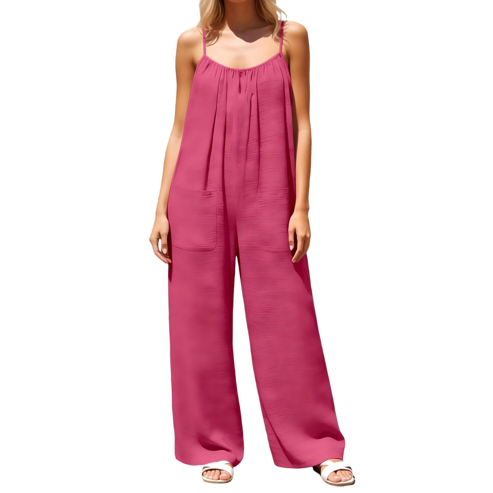 European And American-style Strap Wide-leg Jumpsuit Womens New Summer Style
