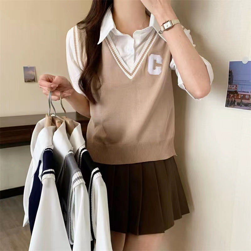 Women's Niche Design Short-sleeved Knitted Top