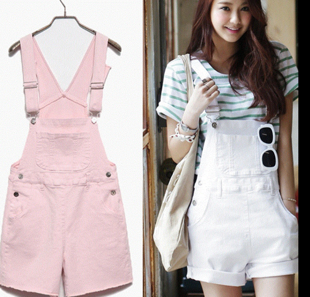 Colorful Denim Overalls Cute Jumpsuit