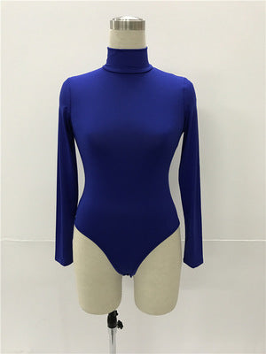 Women's 12-Color High Collar Slim Long Sleeve Jumpsuit