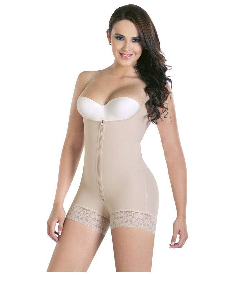Seamless Open-Bust Mid-Thigh Shapewear Bodysuit