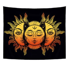 Smiry Mandala Indian Style Short Plush Tapestry Religion Sun Print Hanging Yoga Mat 148x130cm Decorative Bedroom Office