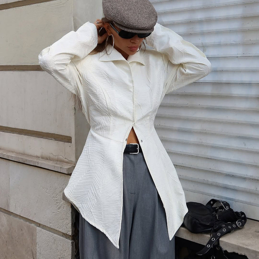 Women's Vintage Slit Fashion Waist-cinching Shirt