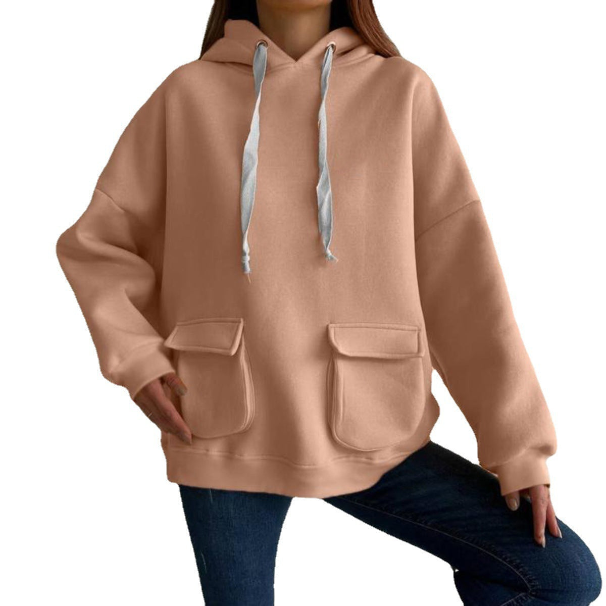 Cozy Fleece Pocket Pullover Hoodie for Women