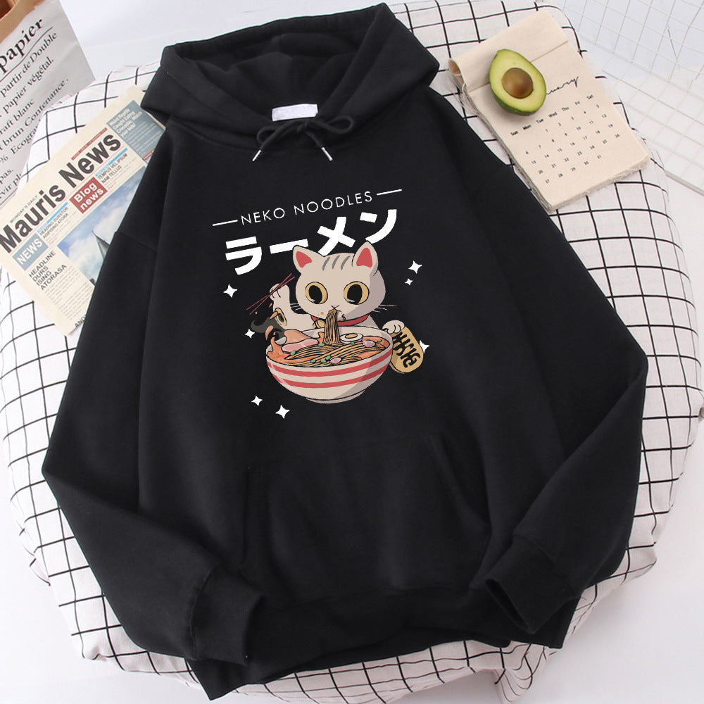 Cute Cat Print Women's Pullover Retro Sweatshirt