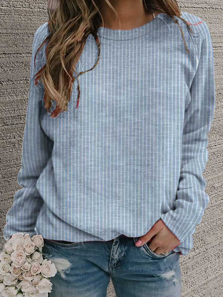 Women's Retro Floral Round Neck Casual Sweater