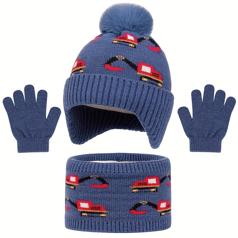 Winter Warm Set for Kids Ages 3-10 – Hat, Scarf and Gloves