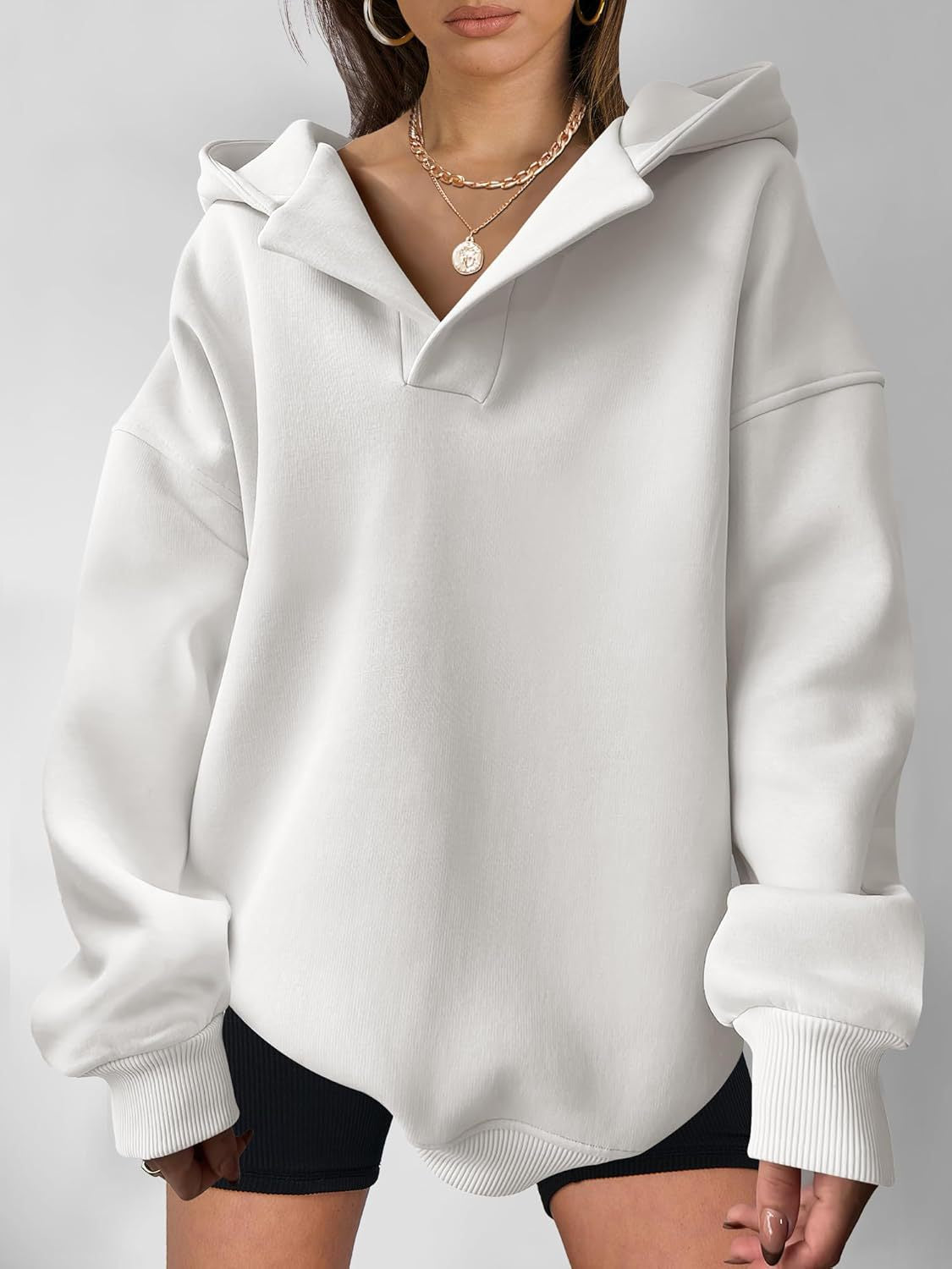Cozy Solid Color Long Sleeve Loose Fit Hoodie Sweater