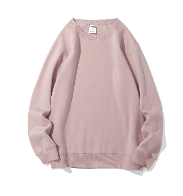 Cozy Fleece-Lined Long-Sleeve Candy Color Sweatshirt
