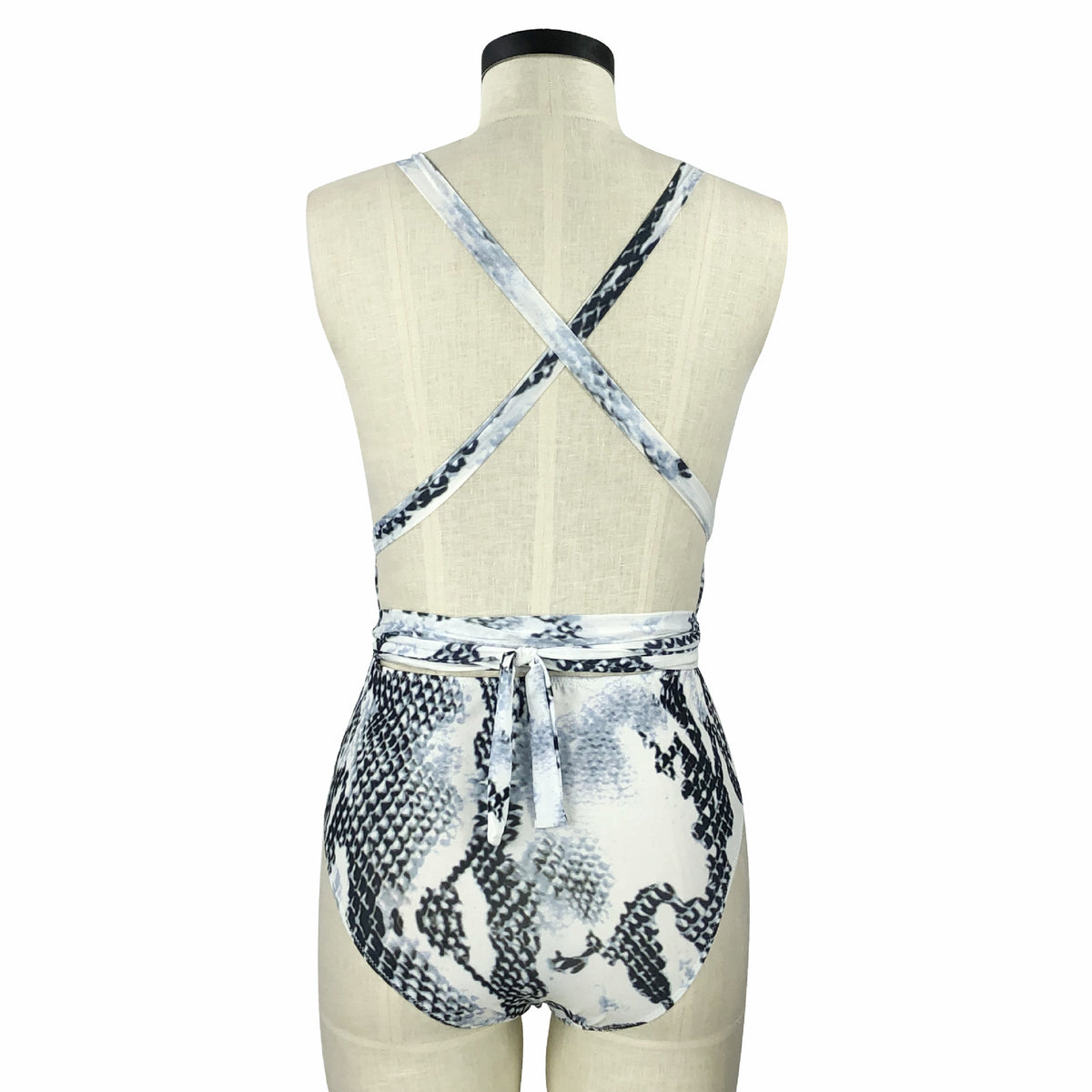 Vintage Print Deep V-Neck Backless Jumpsuit