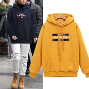 Women's Letter Print Loose Fleece Pullover Hoodie