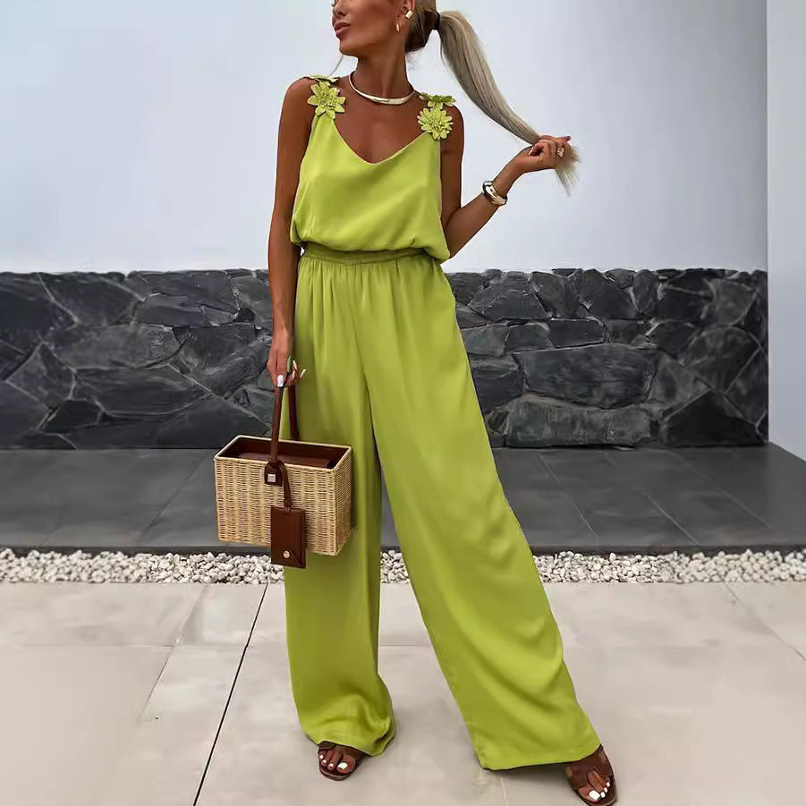 Casual Sleeveless Pocket Jumpsuit for Spring and Summer