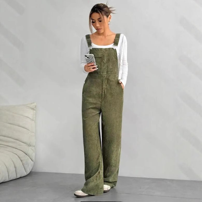 Corduroy Slimming Loose-fitting Jumpsuit