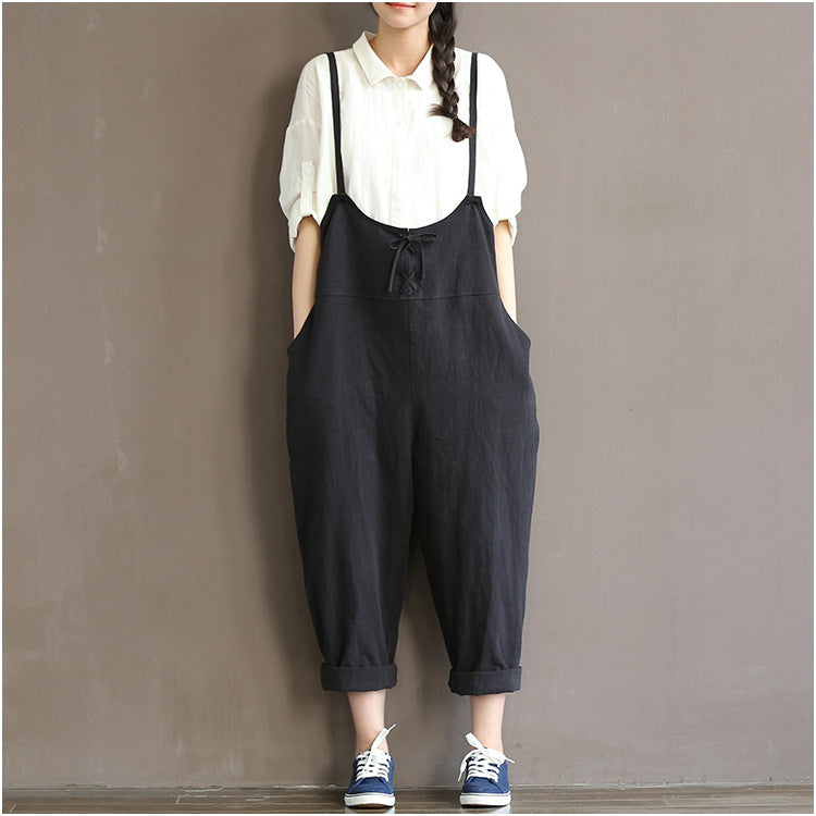 Vintage Cotton High-Waist Bib Pants & Overalls