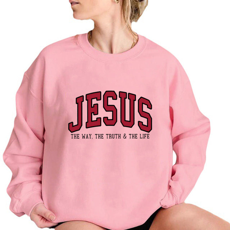 Chic Letter Print Cotton Pullover Sweatshirt