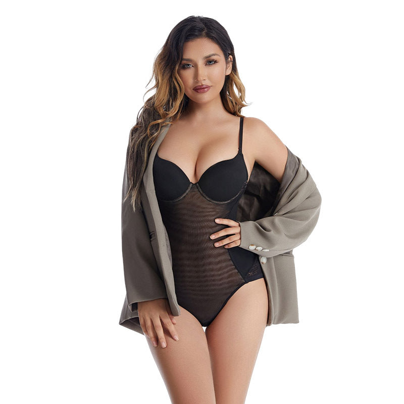 Seamless Lace Sling Jumpsuit with Built-in Bra
