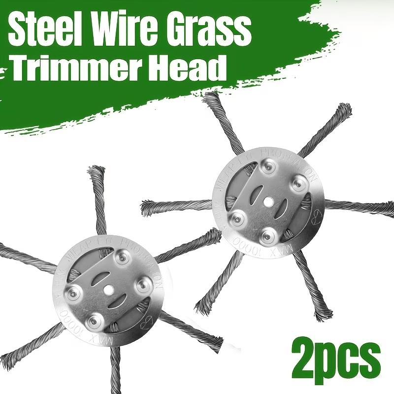 2‑Pack 6‑inch Steel Wire Grass Trimmer Head – Universal Wear‑Resistant Weed Eater Attachment