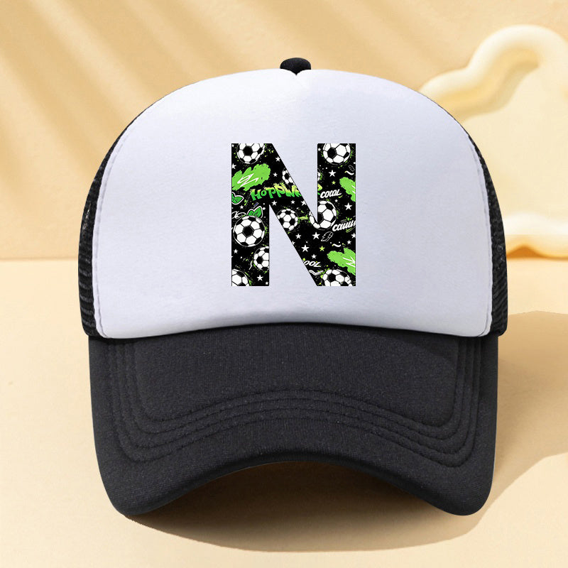 Football Letter Mesh Trucker Cap for Kids in Summer Colors