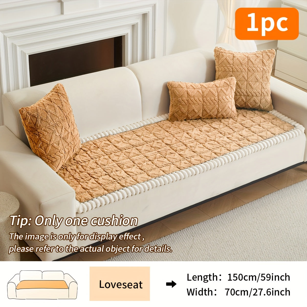 1pc Soft Quilted Sofa Cushion, Thickened Polyester Sofa Cover for Warmth in Autumn And Winter, Home Decoration Suitable for 2, 3, Or 4-Seater Sofas.