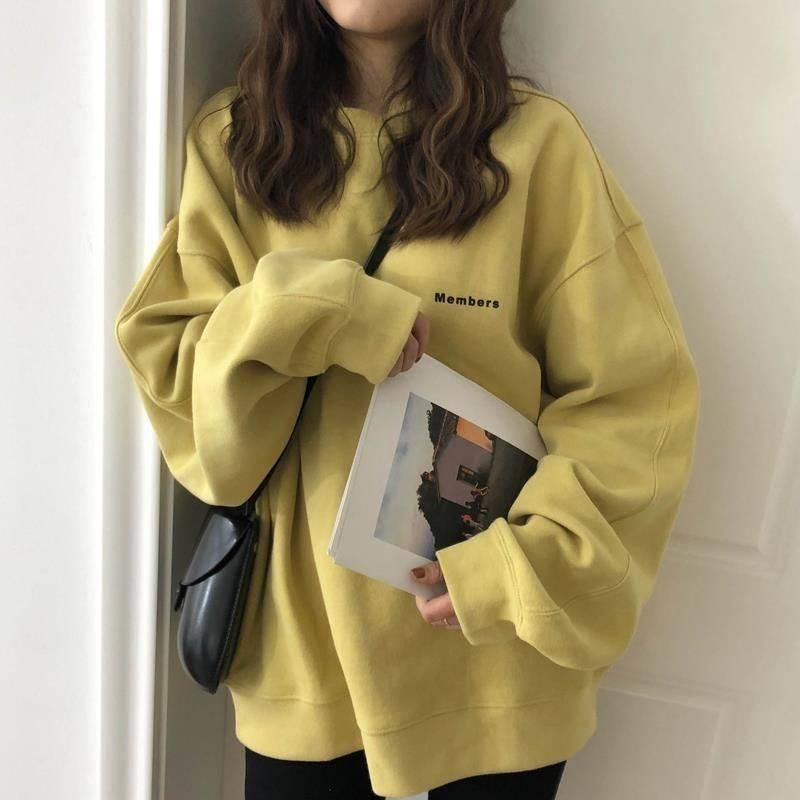 Cozy Oversized Crew Neck Long-Sleeve Pullover Top