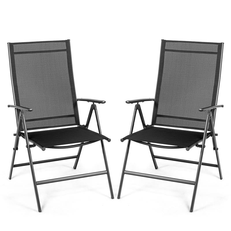 Set of 2 Adjustable Portable Patio Folding Dining Chair Recliners