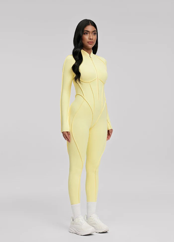 Women's Long Sleeve Zip Slim-Fit Jumpsuit
