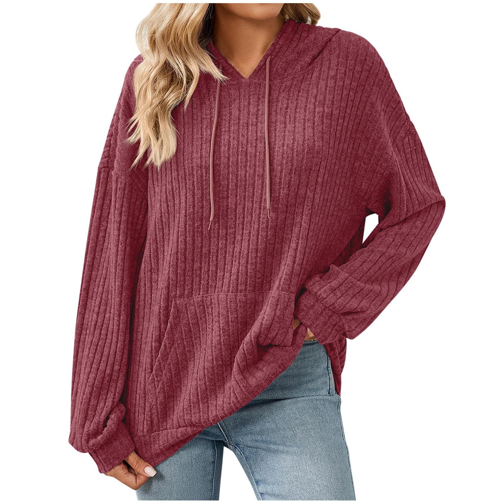 Cozy Long‑Sleeve Hooded Sweatshirt – Fall/Winter Women's Casual Pullover