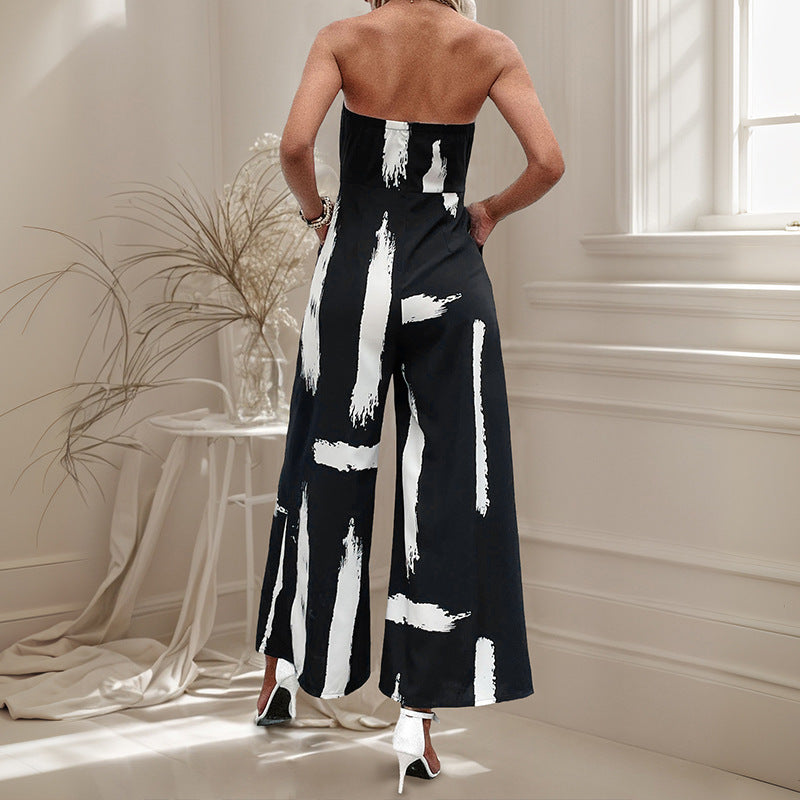 Women's European And American-style Printed Tube Top Jumpsuit
