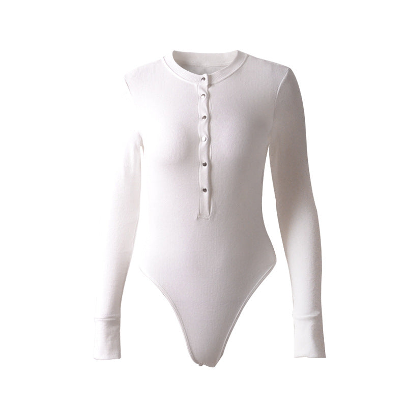 Long-sleeved pit stripe jumpsuit
