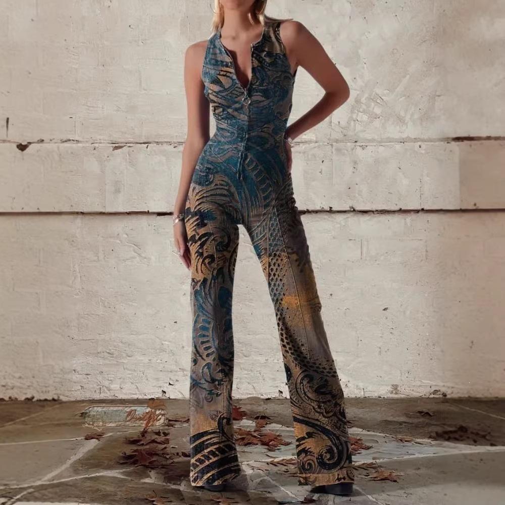 Chic Printed Off-Shoulder Sleeveless Jumpsuit