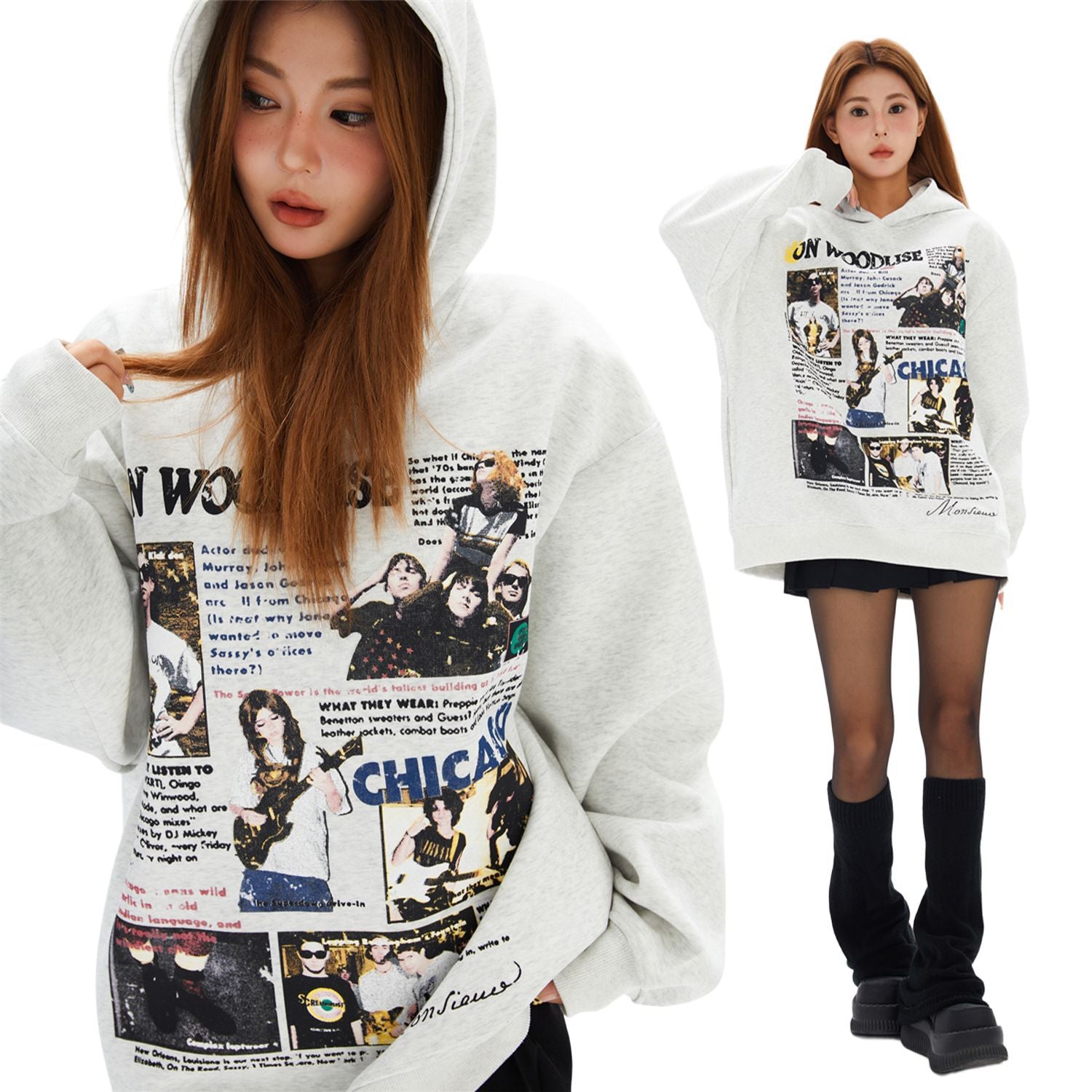 Retro Loose Hooded Sweater for Women