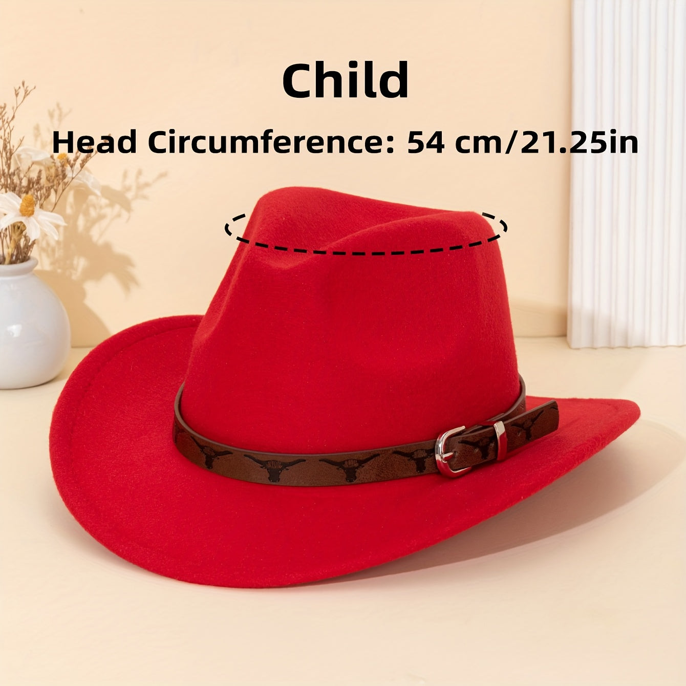 Brown Leather Western Cowboy Hat with Bull Print
