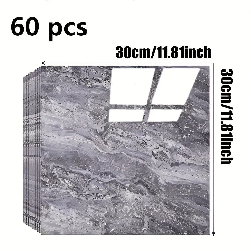 20/40/60pcs Glossy Marble Pattern Imitation Ceramic Tile Self-Adhesive Wall Stickers, Peel and Stick, Waterproof for Living Room Kitchen Backsplash Bathroom Home Wall Decals, Not Suitable for High…
