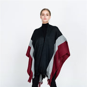 Warm Split Color Tassel Shawl Scarf