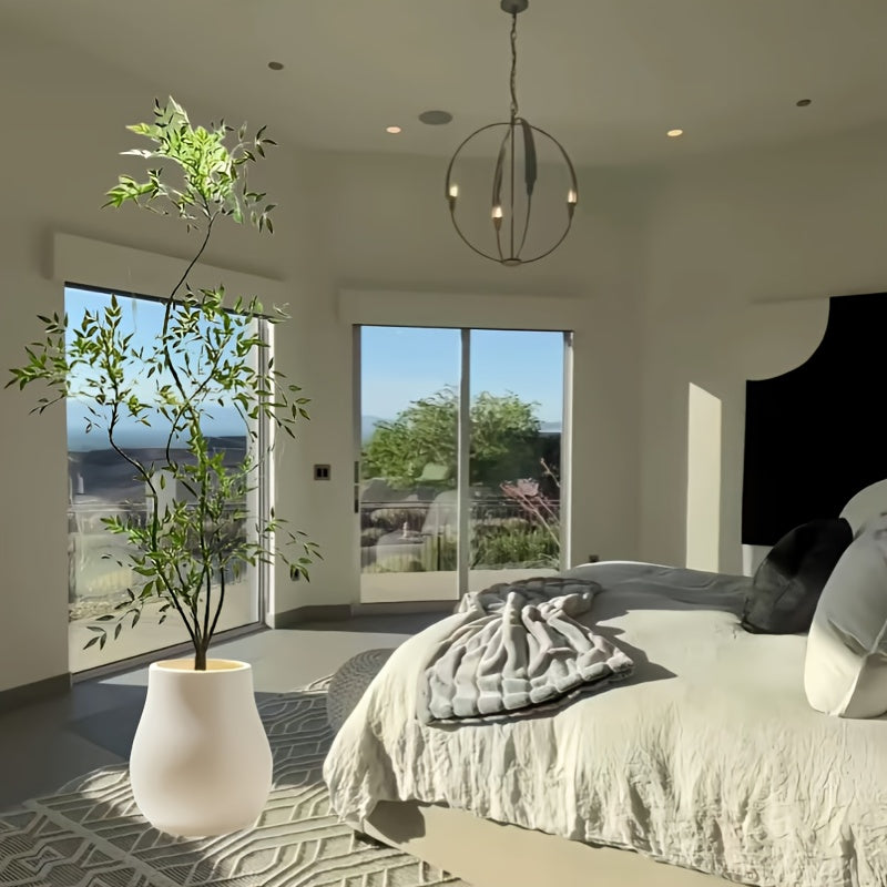 Living Room Floor Standing Decorative Planter, Unique Shape and Eye-Catchingly Exquisite Design with Artisan Craftsmanship Large Plastic Flower Pot for Display of Faux Trees