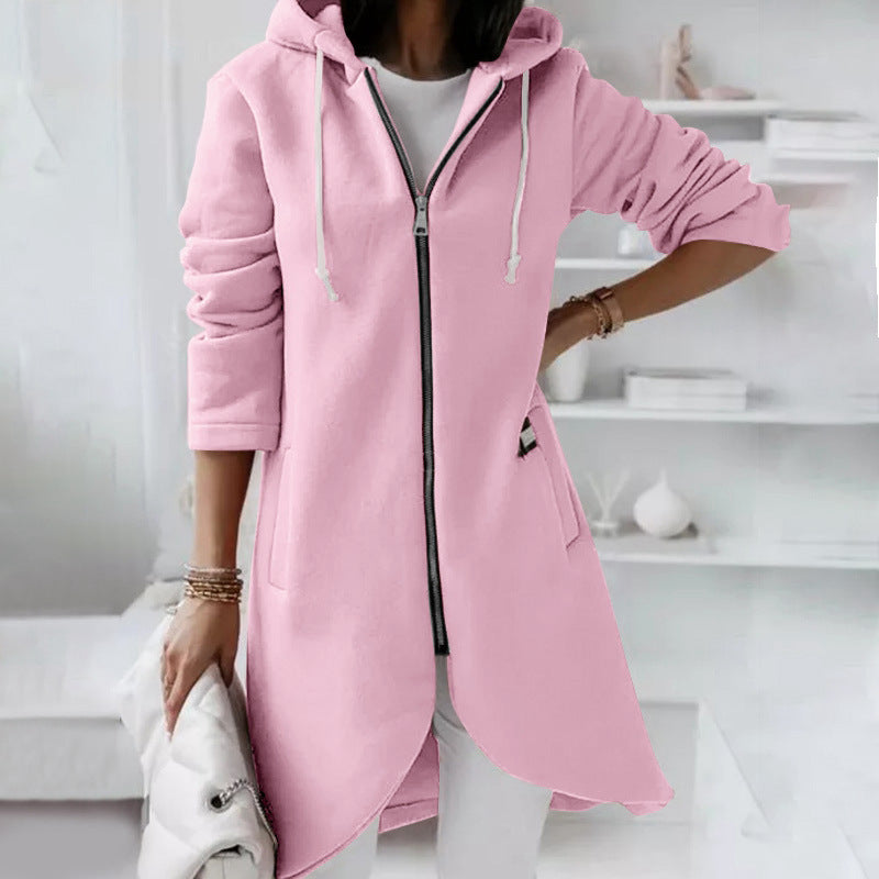 Women's Cozy Zip-Up Hooded Sweatshirt with Pockets