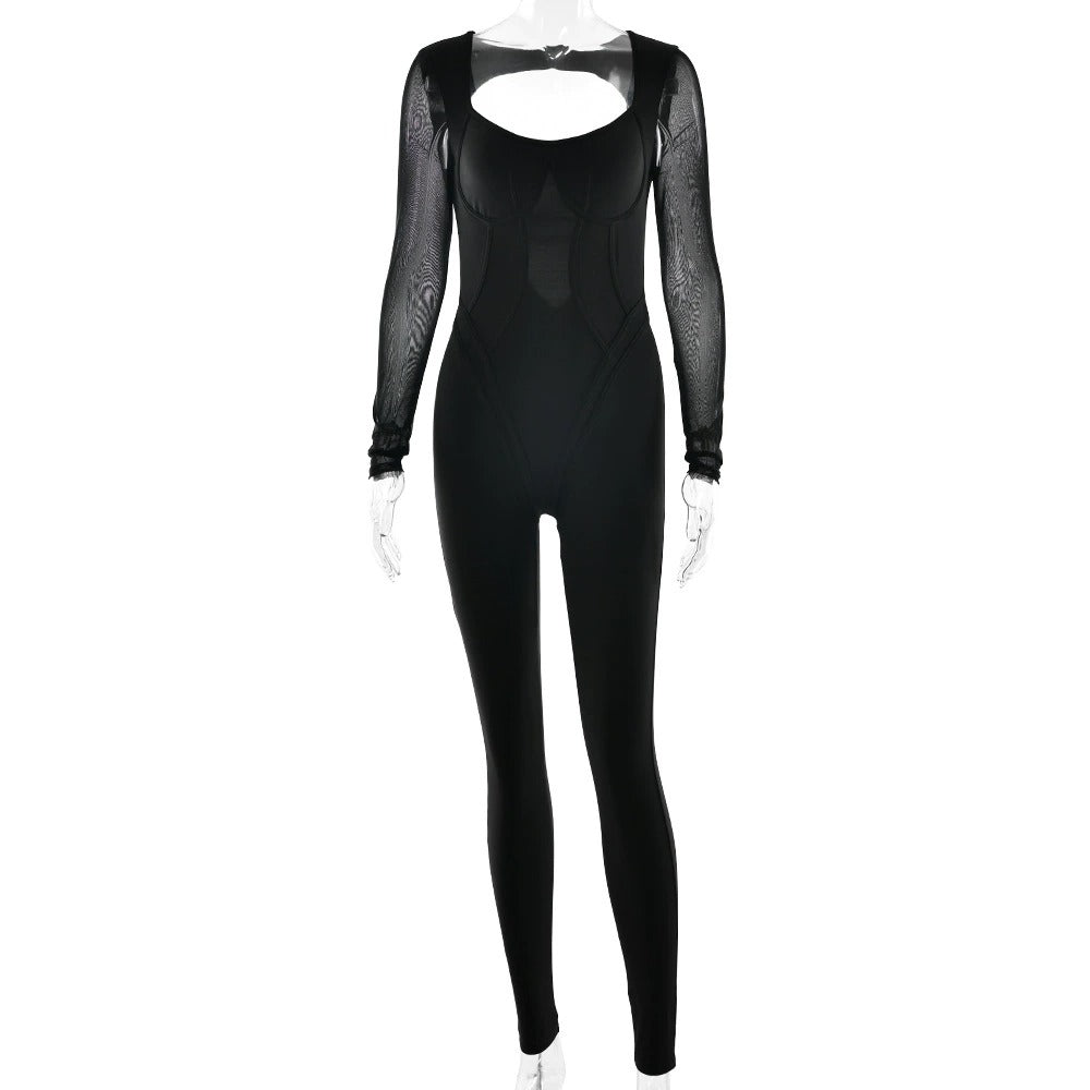 High-Stretch Long-Sleeve Sports Jumpsuit for Women