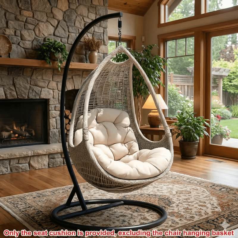 [For Indoor/Outdoor] Ultra-Soft Egg Chair Rocking Seat Cushion - Suitable for Indoor and Outdoor Use, Thickened Anti-Collapse Filling, Tufted Oxford Fabric Cover, Removable and Washable Cover. Ideal for Reading Nooks/Balconies/Seat Cushions